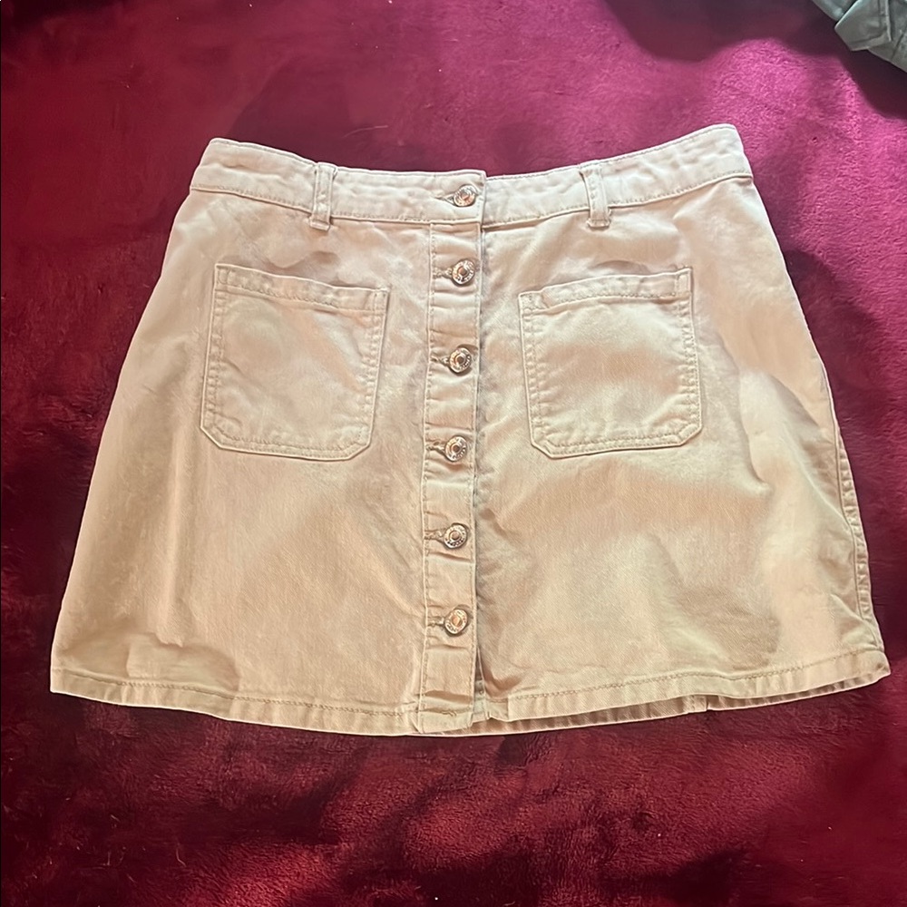 Women's Cream Button-Front Skirt